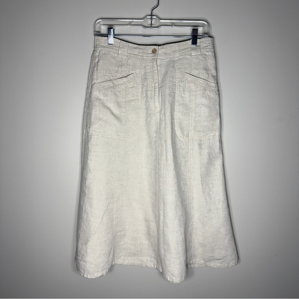 Orvis Cream Linen A-Line Skirt